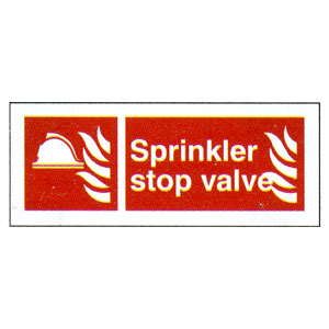 Sprinkler Stop Valve Location Sign 80mm x 200mm