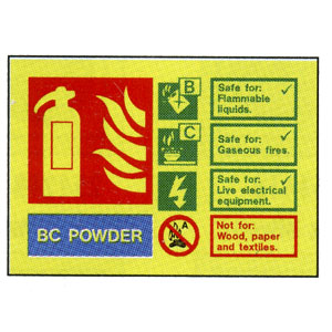 BC Powder Extinguisher Sign 105mm x 150mm