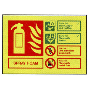 Spray Foam Extinguisher ID Sign 105mm x 150mm