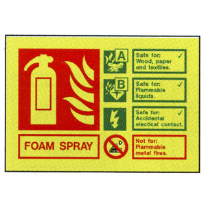 Foam Spray Extinguisher ID Sign 105mm x 150mm