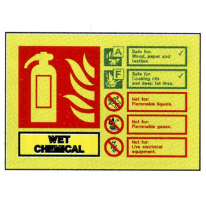 Wet Chemical Extinguisher ID Sign 105mm x 150mm